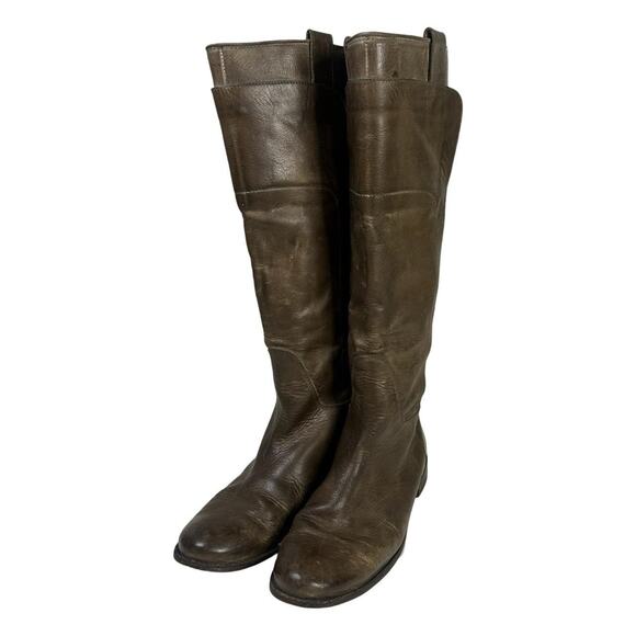 Frye boots riding made in Italy sz US W 8.5 green brown - Picture 2 of 8